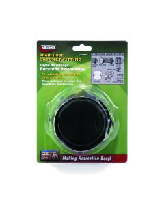 Sewer Hose Connector; For Connecting 3 Inch Sewer Hose to RV Sewer Waste Valve; Quick Connect Rotating Bayonet; Black; 2.94 Inch Hose Clamp End; With Retail Package
