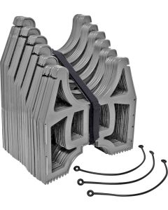 Sewer Hose Support; Slunky ®; 15 Foot Length; 4-1/2 Inch Sewer End Height x 7-1/4 Inch RV End Height; Collapsible; Deep Cradles Eliminate Need for Support Straps; Gray; Plastic; With Self-Fastening Strap For Storage/ Metal Hinges For Extra Strength/ Three