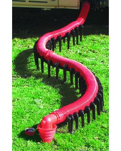 Sewer Hose Support; Slunky ®; 10 Foot Length; 4-1/2 Inch Sewer End Height x 6-1/2 Inch RV End Height; Collapsible; Deep Cradles Eliminate Need for Support Straps; Black; Plastic; With Self-Fastening Strap For Storage/ Metal Hinges For Extra Strength/ Thre