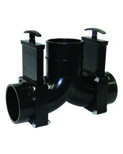 ELL DOUBLE ROTATING VALVE, 3IN HUB X 3IN HUB X 3IN HUB OUTLET

