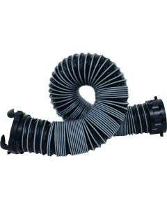Sewer Hose; Silverback ™; 5 Feet Length; 21 Inch Compressed Length; 24 Mil Polypropylene With 100 Mil Protective Outer Beading; UV/ Puncture and Crush Resistant; Silver/ Black; With Rotating Fittings
