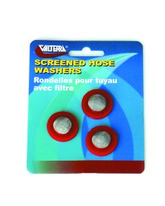 Hose Washers With Screen, Red, 3 Per Card