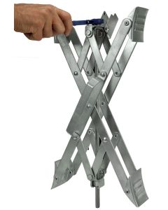 Wheel Chock; Super Grip; For Use With Tandem Axle Trailers; Scissors Type; Steel; With Ratchet Wrench and Padlock; Collapses to 3-1/2 Inch And Expands Up to 17 Inch; Single