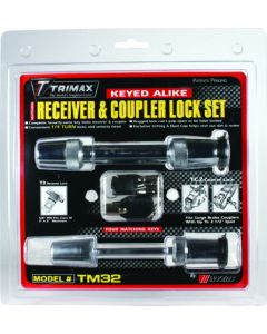 Trimax Locks, T3-5/8IN RECEIVER LOCK & TC3-3-1/2IN SPAN COUPLER LOCK-KEYED ALIKE SET