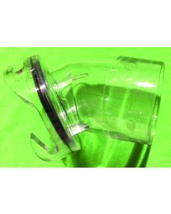 Sewer Hose Connector; For Connecting Sewer Hose to RV; 45 Degree Angled Adapter; 3 Inch; Clear; With O-Ring