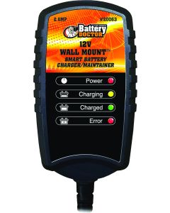 Battery Charger; Battery Doc ® Wall Mount ™; For 12 Volt Batteries; Automatic Charger And Maintainer; 2 Amp Charging Current; Direct Wall Plug-In Design; Battery Charge Status LED Indicator; With Ring Terminal/ Alligator Clip Cable Attachments
