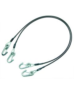 Trailer Safety Cable; 7000 Pound Rated; 64 Inch Length; Vinyl Coated Steel; Straight; With Hooks; Set Of 2