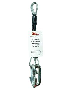 Trailer Safety Cable; 7000 Pound Rated; 12 Inch Extension; Vinyl Coated Steel; Straight; with Hook and Eye; Set Of 2
