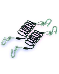 Trailer Safety Cable; 7000 Pound Rated; 86 Inch Extended Length; Vinyl Coated Steel; Coiled; With Hooks; Set Of 2