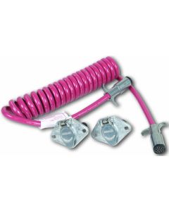 Trailer Wiring Connector Adapter; 6-Way to 6-Way; Coiled Wire Extending To Over 7 Feet
