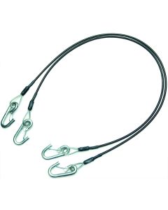 Trailer Safety Cable; 7000 Pound Rated; 54 Inch Length; Vinyl Coated Steel; Straight; With Hooks; Set Of 2