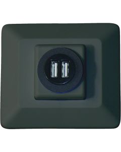 Power Port Socket; Diamond Group; Black; With Two 2.1 Amp Chargers; 3.875 Inch Length x 3.5 Inch Width x 2.25 Inch Depth