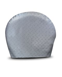 Tire Cover; Single Tire Cover; Fits 30 Inch To 32 Inch Diameter Tires; Slip On; Diamond Plated Steel Design; Vinyl; Set Of 2
