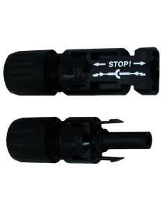 Solar Panel Connector; Use To Connect Solar Panel To Charge Controller; Snap-In Locking Type; MC4 Male And MC4 Female Connector; 30 Amp Maximum/ 1000 Volt Maximum; Withstands From 40 Degrees Centigrade To 90 Degrees Centigrade Temperature; Set Of 2
