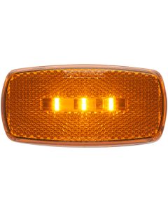 3-LED Yellow Surface Mount Marker/Clearance Light w/ Reflex Lens & Black Base