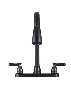 Faucet; Used For Kitchen; Single Piece 8 Inch Deck Mount; 15 Inch Pull Down Spout; 2 Teapot Designer Handle; Venetian Bronze Coated/ Plastic; 2 Hole Application; 3/8 Inch-19 NPS Hose Connection; Washerless Cartridge Valve
