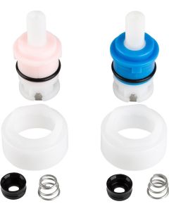 Faucet Stem And Bonnet; Replacement Cartridge For Dura Faucet Plastic Plated Lever Handles; Hot Supply And Cold Supply; 1/4 Turn Washerless Valve Compression; With 2 Seat/ 2 Spring Assembly/ Bonnet Nuts
