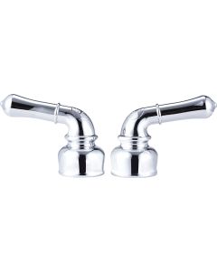 Faucet Handle; Fits All Kitchen/ Lavatory/ Tub And Shower Dura Faucet Models; Teapot Classical Lever Handle; Polished Chrome Plated; Plastic; Set Of 2
