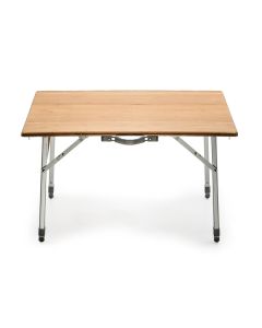 Table; 31.4 Inch Length x 23.6 Inch Width Table Top; 18 To 26 Inch Height Adjustable Legs; Folding; Bamboo Top/ Aluminum Legs; With Carrying Handle
