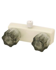 Faucet-4" Plastic Shower Valve W/ Vac Brk W/ Smk Crystal Hdls Biscuit