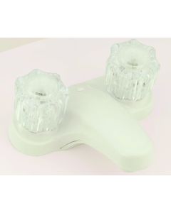 Faucet-4" Plastic Lavatory W/ Crystal Hdls White
