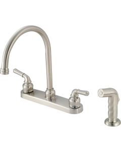 8 Gooseneck Kitchen Faucet w/ Sprayer - Brushed Nickel