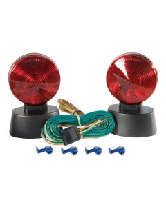 Tow Light Kit; With 2 Magnetic Base Lights/ 20 Foot Lead Wire With 4 Way Flat Connector/ Snap Locks
