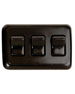 Multi Purpose Switch; Diamond Group; For Most Of The Low Profile On/Off Appliance Application; Single Pole Single Throw; 125 Volt AC; 16 Amp; 3 Rocker; 1.84 Inch Width x 4.2 Inch Height Cut-Out; Non-Lighted; Black; Black Panel; 1 Per Card
