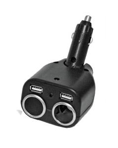 Adapter 2-way 12V-2 Cig. Lighter & 2-USB
