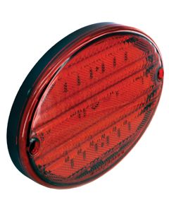 Trailer Light; Diamond Group; Stop/ Turn/ Tail Light; 52-LED; Round; Red; 8-3/8 Inch Length x 5-5/8 Inch Width x 7/8 Inch Depth; With 3 Wire Connection; Surface Mount; Waterproof/ Submersible Up To 2 Foot Depth Water
