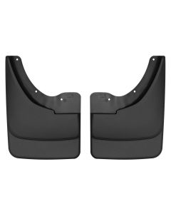 Mud Flap; Custom Mud Guards ™; Direct-Fit; Set of 2; Contoured; Without Logo; Black; Thermoplastic; Screw On
