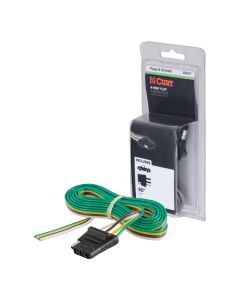 Trailer Wiring Connector; Vehicle Side; 4-Way Flat; With 5 Foot Lead Wire; Retail Package
