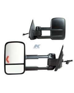 1415 SILVERADO/SIERRA 1500 BLACK EXTENDABLE TOWING MIRROR W/ LED TURN SIGNALS DUAL LENS PAIR