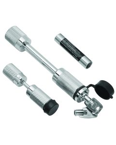 Trailer Hitch Pin; Dog Bone; 1/2 Inch Diameter and 5/8 Inch Diameter; 3-1/2 Inch Length; Use With I-1/2 Inch and 2 Inch Hitches; Keyed Lock; With Dust Cap; Set of 2
