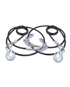 Trailer Safety Cable; 8000 Pound Rated; 80 Inch Length; Galvanized Steel; Vinyl Coated; Coiled-To-Straight; With Single Snap Hook; Set Of 2
