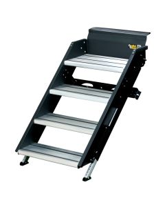Entry Step; SolidStep ® 3.0; 4 Manual Fold-Up Steps; 24-1/8 Inch Width x 13 Inch Depth Top Tread/ 24-1/8 Inch Width x 8-1/2 Inch Depth Lower Treads; With 8 Inch Rise; 400 Pound Capacity; Mounts To 30 Inch To 36 Inch Width Entry Door Threshold And Stores I
