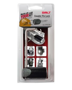 Trailer Coupler Lock; Pin Type; Fits Couplers From 1/2 Inch To 3-3/8 Inch Size; Black/ Silver; Stainless Steel Pin; Single; Opens With Vehicle Ignition Key
