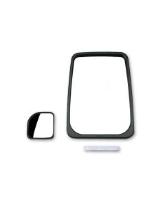 Exterior Mirror Glass; Flat Glass; Standard Head; 8 Inch x 10-5/8 Inch; Manual; Without Heated Glass; With Plastic Bezel/ Stick-On Corner Mount Convex Mirror Passenger Or Driver Sides
