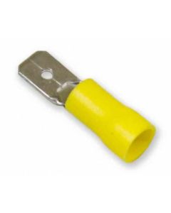 Wire Terminal End; 1/4 Inch Vinyl Insulated Male Quick Disconnect; 12-10 Gauge Wire; Pack Of 25
