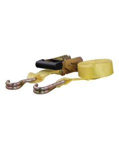 Tie Down Strap; Cargo Tie Down; 16 Foot Length x 1 Inch Width; 1667 Pound Load Capacity; 5000 Pound Break Strength; With Ratchet And J Hook; Yellow; Single
