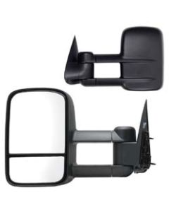 Exterior Towing Mirror; OEM Replacement; 4 Inch Extension; Manual; Without Turn Signal; Without Heated Mirrors; Folding; Black; Set Of 2
