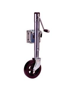 Trailer Tongue Jack; Manual Round Sidewind Swivel Jack; 1500 Pound Lift Capacity; 10 Inch Travel; 13 Inch Retracted x 23 Inch Extended Height; 12.4 Inch Clearance; Bolt-On Mount; Zinc Plated; Clear; Steel; With Mounting Hardware
