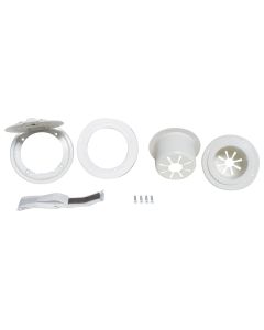 Electrical Cord Hatch; Electrical Hatch; 5 Inch x 3 Inch; Round; For 3 Inch and 3.5 Inch Cutout; Accepts Up To 50 Amp Cord; White; Plastic; Not Lockable; With Frame/ Door/ Door Latch/ Installation Hardware and Tape
