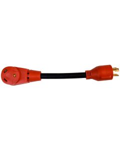 Power Cord Adapter; Mighty Cord ™; For Connecting 30 Amp Generator To 30 Amp RV Power; 3 Prong Male To 30 Amp Female; 30 Amp; 12 Inch Length; Twist Lock; Not Waterproof; Without Lighted Ends; Without Handle
