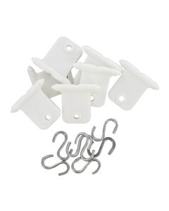 Awning Hanger; Use With Utility Roller Bar; Set of 6; White; With Hangers and S Hooks
