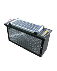 Battery Box; PowerArmor; Fits Two 6 Volt or 12 Volt Batteries/ Inside Dimensions: 23-7/8 Inch Length x 8-3/16 Inch Width x 14-1/4 Inch Height; With Mounting Hardware; Lockable; Powder Coated and Diamond Plate; Black and Silver; Aluminum; With Hold Down St