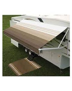 Awning Fabric; Universal For Patio Awnings; 20 Foot Length x 8 Foot Extension; Sandstone; Vinyl; Polar White Vinyl Weathershield; One Piece Fabric
