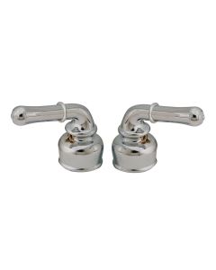 Faucet Handle; Fits All Empire Non-Metallic Faucets; Teapot Handle; Chrome Plated; Set Of 2; With Hot And Cold Buttons
