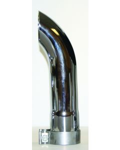 Exhaust Side Pipe Turnout; 3 Inch Inlet Diameter; 13 Inch Length; Double Chrome Plated; With Stainless Steel Low Profile Band Clamp
