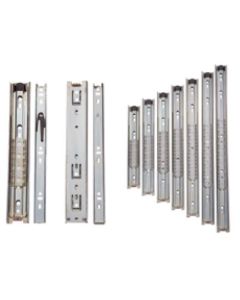 Drawer Slide; Use With RV Designer Drawers; 100 Pound Weight Capacity; 45 Millimeter; Ball Bearing; 16 Inch Length; Without Soft Close; Set Of 2
